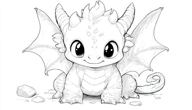 Cute dragon coloring page