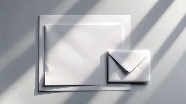 Mock-up of a blank white envelope, set against a plain background.