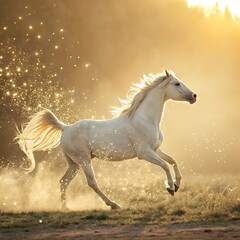 Naklejka premium horse running in the field
