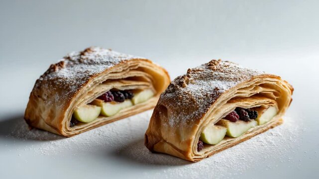 Two delectable apple strudels - studio