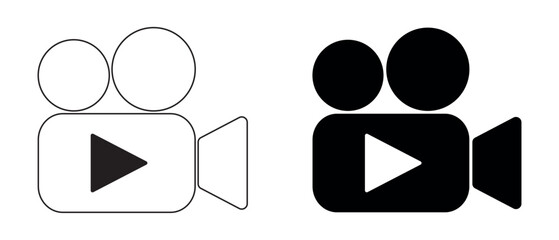 A set of video camera icons. Sign of the film. Cinema. DVR, camera recorder icon. EPS 10 Vector Illustrations