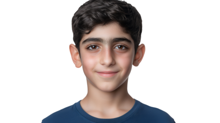 3d portrait of a young man smiling with blue eyes on a transparent background, PNG image, PNG file, Generative art.