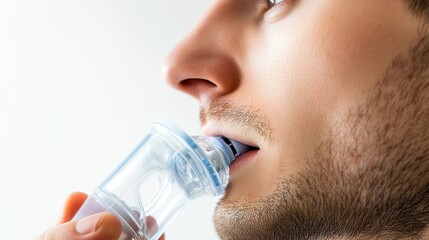 Man Using Inhaler for Respiratory Health