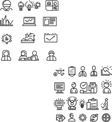 Set of icons for web black and white 