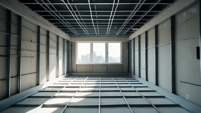Renovation of an apartment with soundproofing and a metal frame ceiling.
