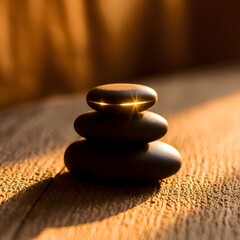 Stacked Zen Stones with Warm Light