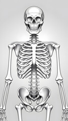 Obraz premium Human Skeleton Anatomy Illustration: Detailed 3D Render of a Complete Skeletal Structure