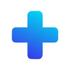 Medical Cross Icon in Smooth Gradient Blue  