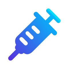 Syringe icon in gradient blue color for medical use  