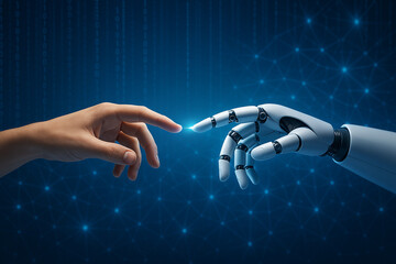 "Human and Robot Hand Touch: Symbol of Connection and Technology"

