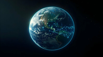 Fototapeta premium Digital Illustration Of Earth With Network Connections