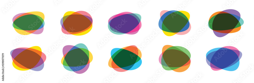 Fototapete collection of color gradient blob shapes set of abstract overlapping transparent colorful blob shape