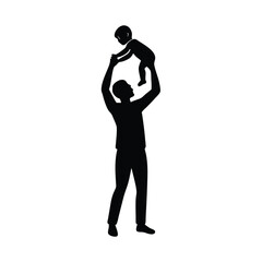 parent lifting child vector art silhouette