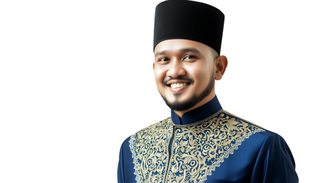 a man in a blue hat smiling on a transparent background, PNG image, PNG file, Generative art.