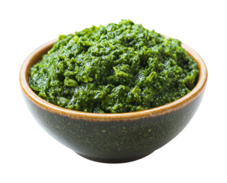 Fresh green pesto recipe kitchen food preparation home isolated on transparent background, png