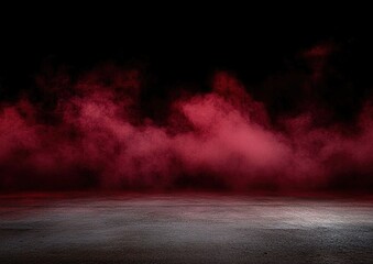 concrete floor and red smoke background