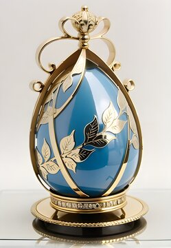 Stone, glass or ceramic eggs that have been decorated with varying materials. Faberge Eggs that have been decorated.