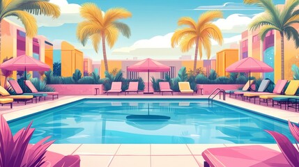 Idyllic Resort Poolside Relaxation Tropical Getaway