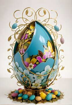 Stone, glass or ceramic eggs that have been decorated with varying materials. Faberge Eggs that have been decorated.