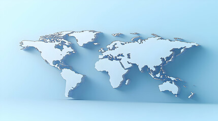 Light Blue 3D World Map Design