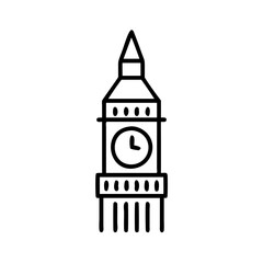 Big ben london england clock tower outline drawing vector illustration landmark symbol icon design