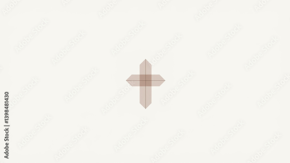 Poster cross symbol on a textured surface with a blurred background.