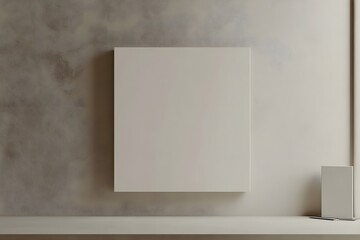 Model of a square blank canvas in a modern bedroom