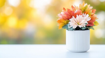 Fototapeta premium Autumnal floral arrangement on a table
