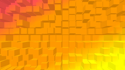 Yellow abstract 3D cubes with gradient lighting forming a geometric tunnel effect. Modern digital background design for tech, business, or creative visuals.