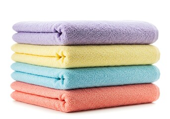 Colorful towels on white background