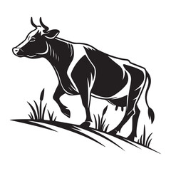 Black and white cow vector art design