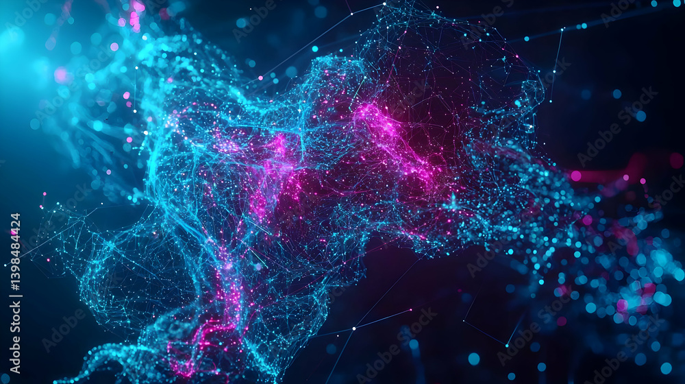 Poster abstract digital glowing particle design