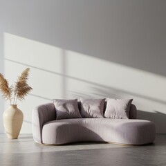 Modern living room with sofa, interior, sofa, room, furniture, home, couch, wall, living, chair, lamp, design
