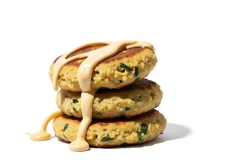 Obraz premium Baked quinoa patties with parsley and sesame