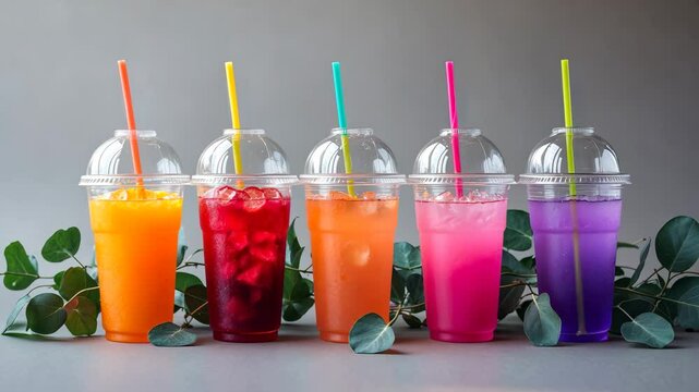 These drinks are lively and bright! Every cup seems to hold a distinct taste. The straws add a fun touch. It definitely is a delightful experience for the taste buds! Enjoy those vibrant beverages!