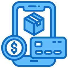 Online Payment Icon Commerce Blue Fill Design Vector Concept