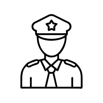 recommend clip art: Police officer icon vector illustration of law enforcement official in uniform outline drawing