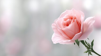 Beautiful soft pink rose on a dreamy blurred background capturing the essence of elegance and natural beauty