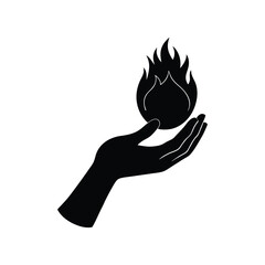 hand holding a fireball silhouette art