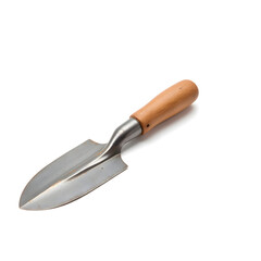 Fototapeta premium Gardening trowel with wooden handle on white background
