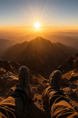 Journey to the Roof of North Africa: A Hiker Takes a Breather Facing Jbel Toubkal’s Majesty, Surrounded by Silence, Stones, and Sky
