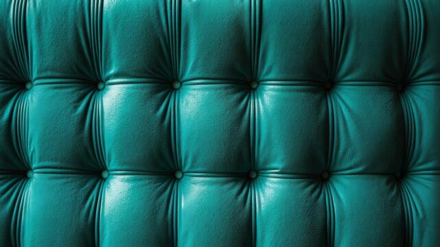 Turquoise suede leather wall backdrop. Interior decoration, fabric headboards, upholstery. Classic checkered pattern for furniture, walls, headboards.