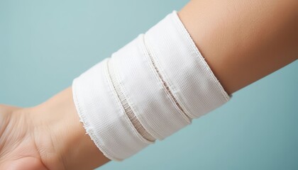 Obraz premium Gentle donor arm wrapped in bandage, healing and care