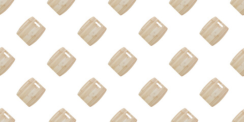 Wooden chopping boards forming a seamless pattern on white background