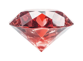 Glistening red diamond showcase gem gallery isolated on transparent background, png