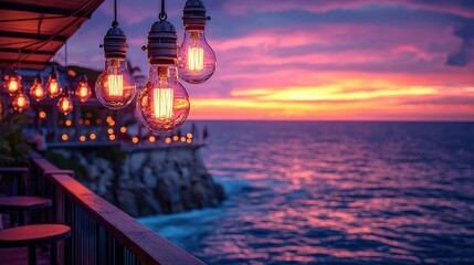Sunset Serenity: Coastal Evening Glow with Warm Lighting