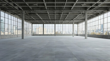 Empty Industrial Office Space With City View