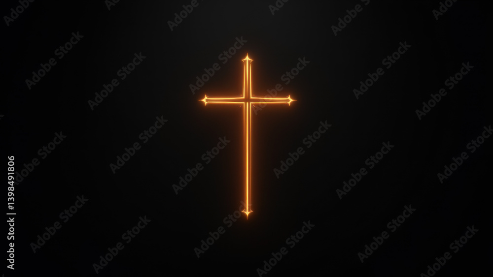 Poster christian cross in an illuminated field.