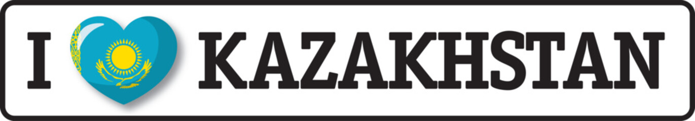 I love Kazakhstan, kazakh heart shaped flag showing patriotism