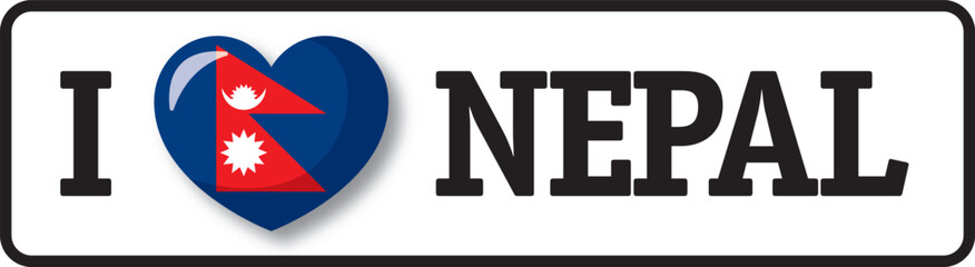 I love Nepal, nepalese flag inside a heart shape expressing love for Nepal